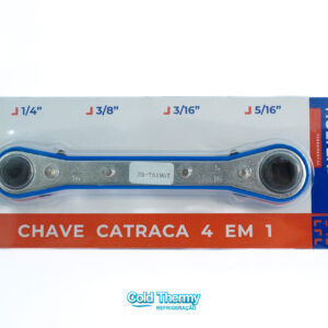 Chave Catraca Hulter 4 em 1 para Refrigeração – Medidas 1/4", 3/8", 3/16" e 5/16"