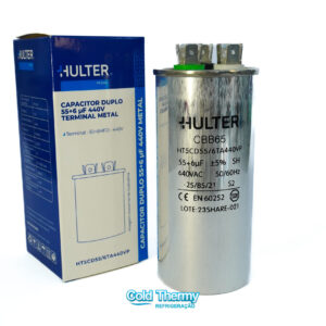 Capacitor Duplo Hulter 55+6 µF (uF) para Ar-Condicionado – 380V / 440V