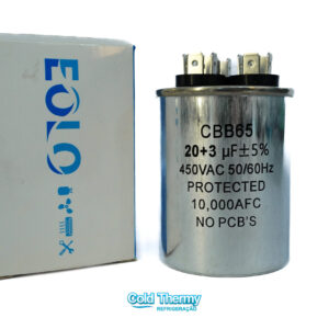 Capacitor Duplo EOLO 20+3 µF (uF) para Ar-Condicionado – 380V / 440V – ±5%